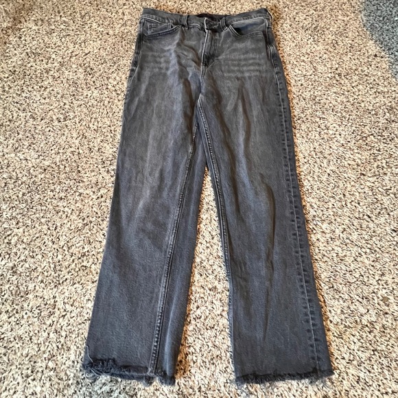 Banana Republic Denim - Banana Republic Premium Denim High-Rise Straight Jeans Washed Black Raw Hem 30